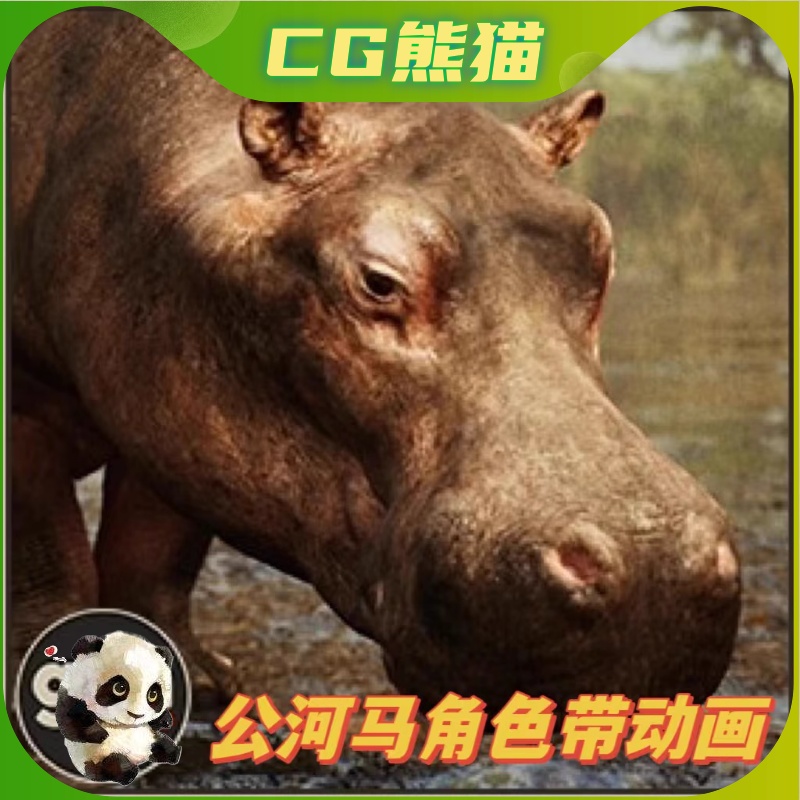 UE5虚幻5 Animalia - Hippopotamus (male) 公河马角色模型带动画