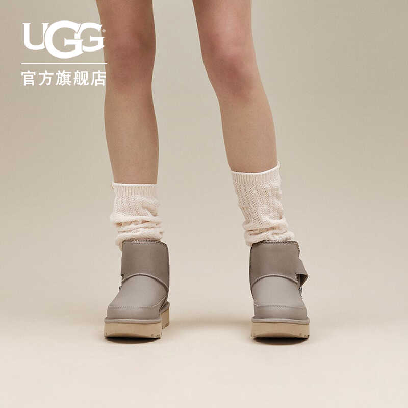 UGG冬季新款男女同款休闲舒适厚底拉链时尚迷你短靴机车靴1164690