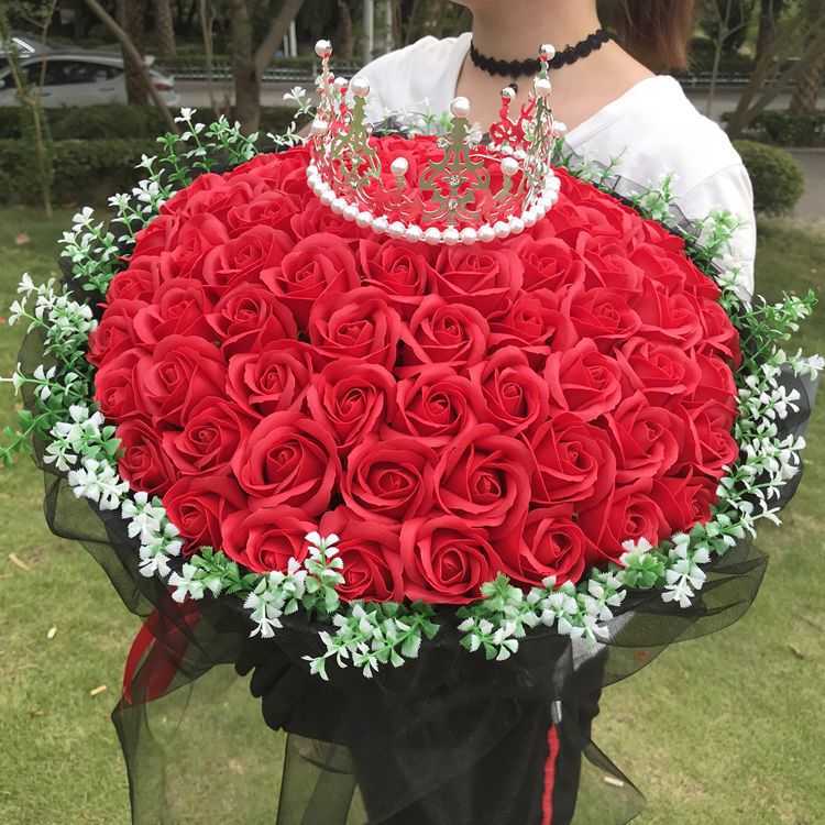 新款99朵香皂玫瑰花束手工仿真花束圣诞节生日情人节表白创意礼品