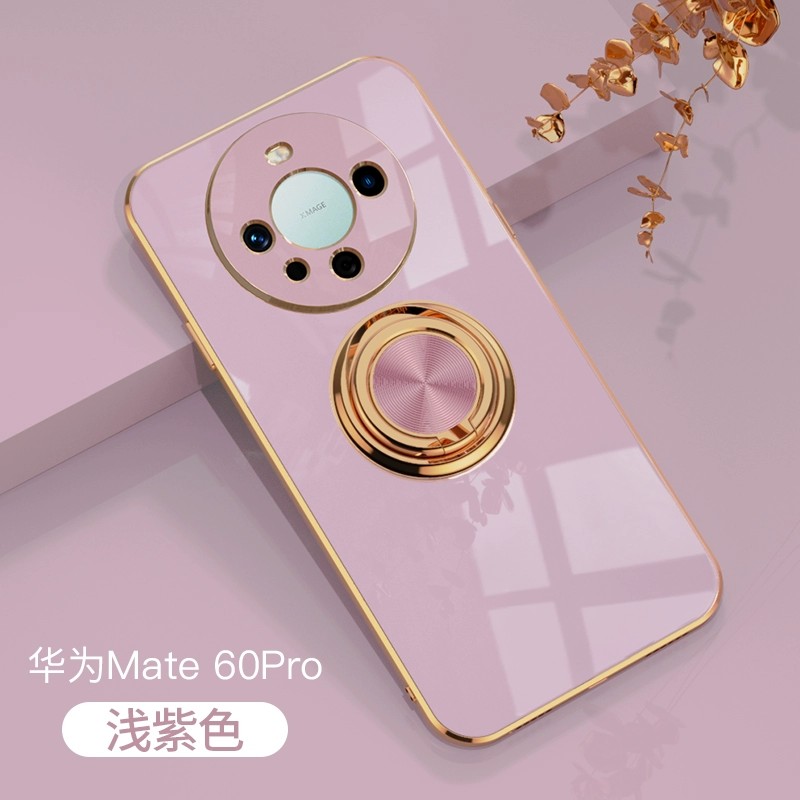 适用华为mate60手机壳mete60pro十时尚电镀por+纯色硅胶ma全包软壳mat迈特pr0加车载mt磁吸maye指环支架m六零