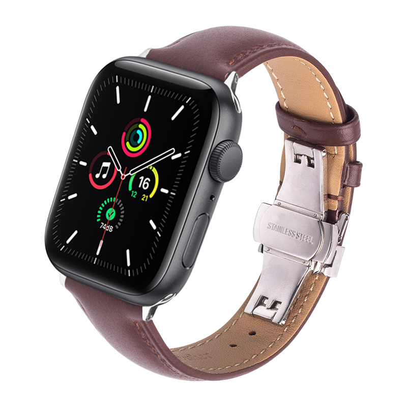 洽利适用于iwatch7\/8\/9表带男士新款Apple Series10\/6\/5\/4\/3\/2\/代纳帕皮商务高档表带苹果手表带简约时尚百搭