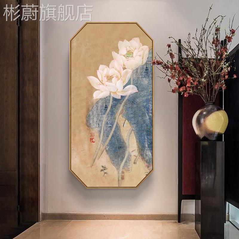 网红清风雅韵新中式玄关饰画禅意竖版挂墙画古装风壁画中国梅花鸟