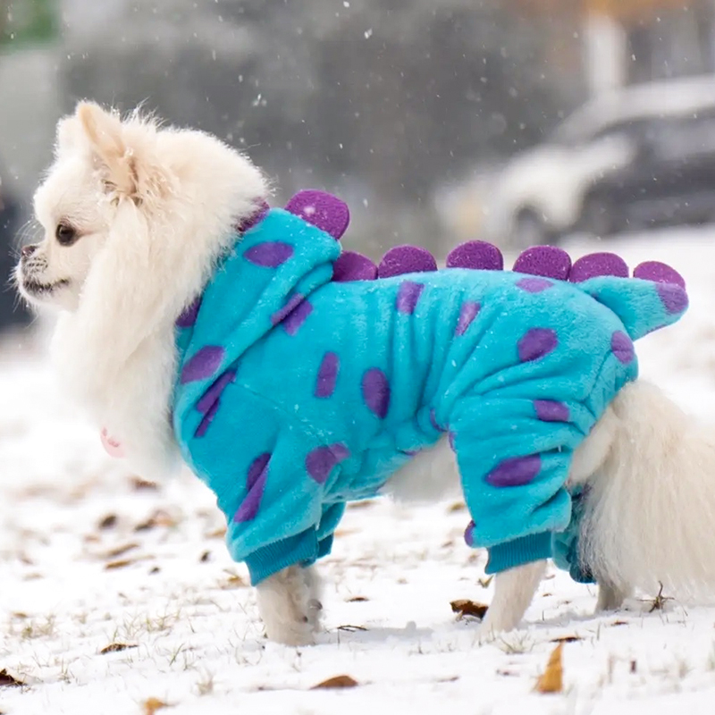 狗狗衣服秋冬保暖小型犬泰迪博美宠物搞怪可爱四脚衣小猫咪恐龙装