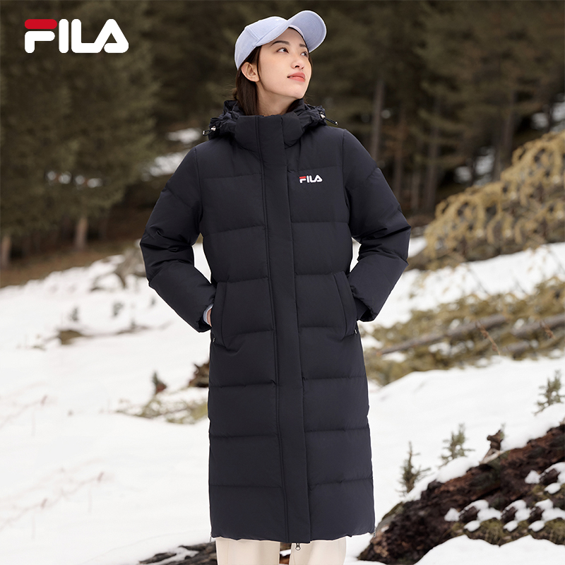 FILA 斐乐官方女士羽绒服2024年冬季保暖中长款时尚运动加厚外套