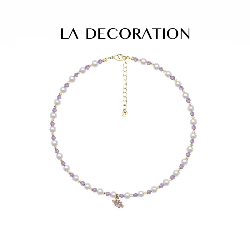 LA DECORATION糖果吊坠天然彩石串珠项链甜美时尚小众高级感饰品