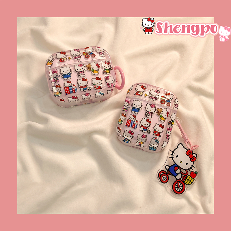 可爱hellokitty网红适用airpodspro2苹果无线蓝牙耳机壳airpods4新款透明airpods1\/2代软硅胶防摔三代保护套