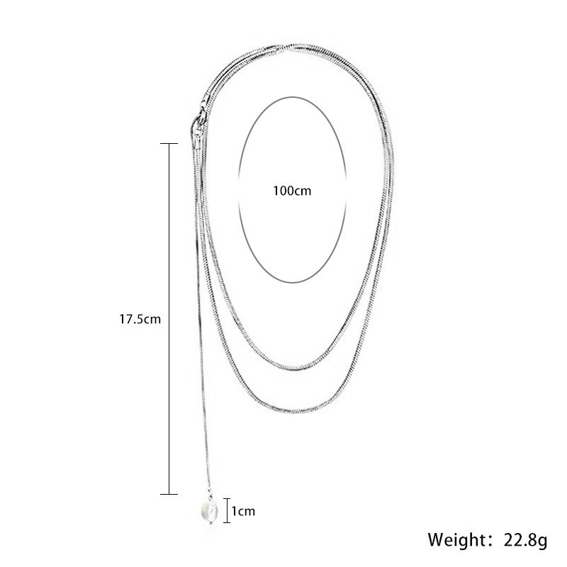 简约戴叠长款蛇骨项链女ins冷淡风高级感毛衣链 嘻哈甜酷风锁骨链