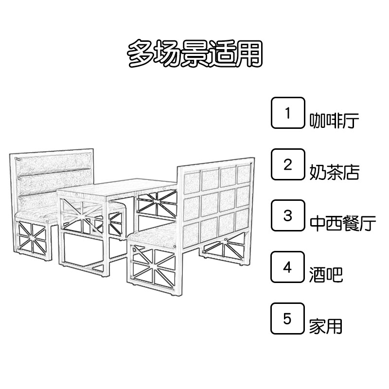 卡座沙发定制主题西餐厅烧烤店酒吧桌椅J组合复古铁艺火锅店工业
