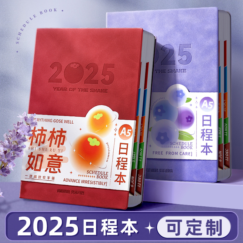 2025年新款日程本肤感皮面加厚笔记本本子每日计划本高颜值计划表可定制工作日记本学习日历记事本效率手册