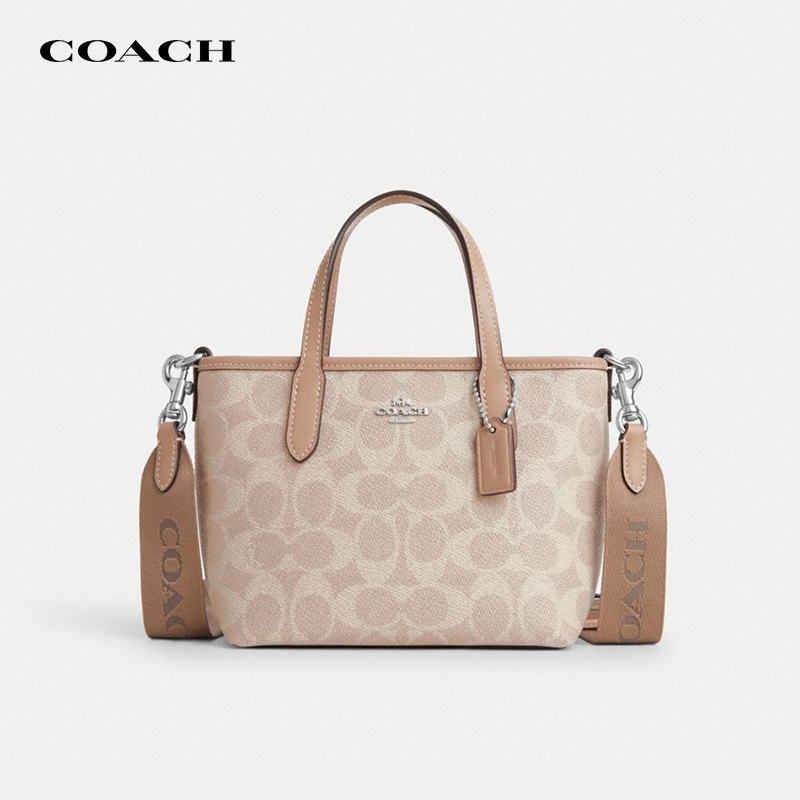 【官方授权】COACH\/蔻驰City迷你托特包拉链老花单肩斜挎手提包女