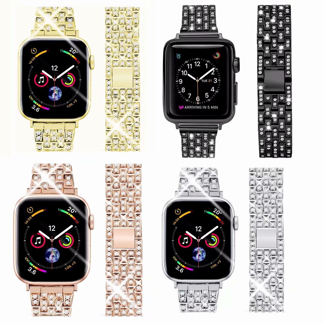 iwatch4表带apple watch4\/3\/2\/1表带腕带女款44\/42mm手表表带钻潮