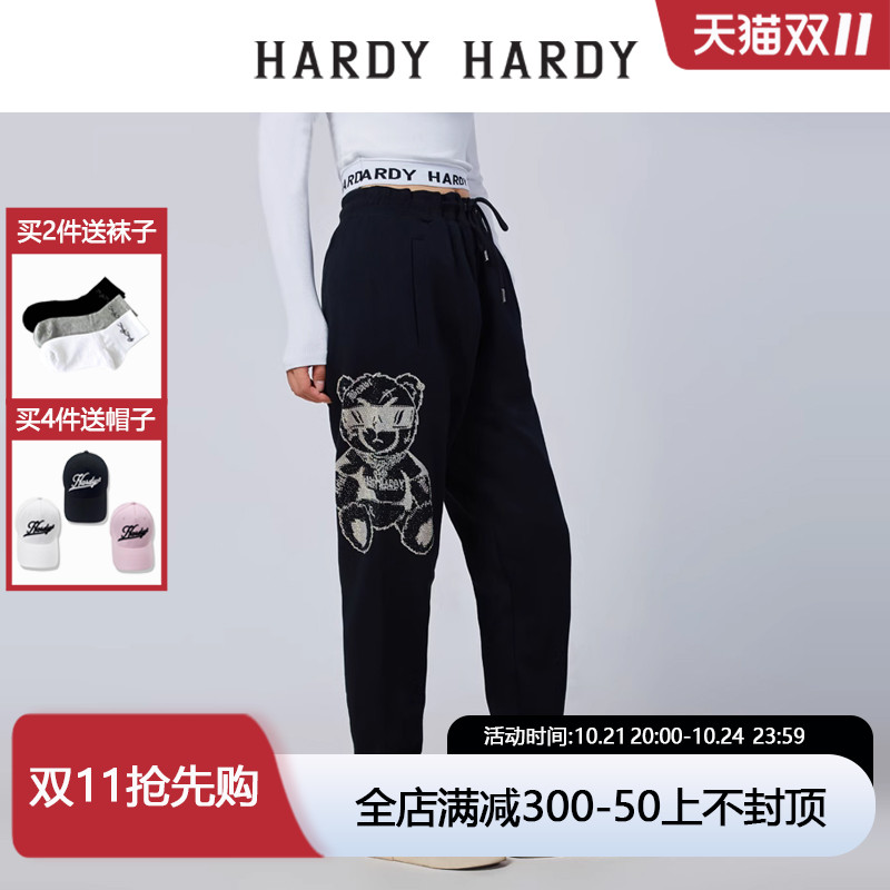 HARDY HARDY秋季潮流高街ins烫钻小熊休闲裤男女同款卫裤运动裤