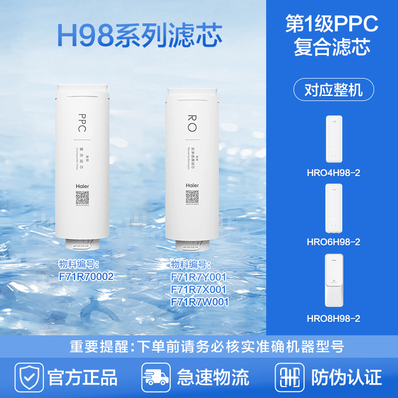 （新）海尔净水器滤芯HRO4H98\/6H98\/8H98-2PPC复合RO反渗透滤芯