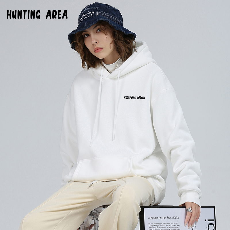 Hunting Area2022LOGO字母爱心小标连帽落肩休闲卫衣男女同款