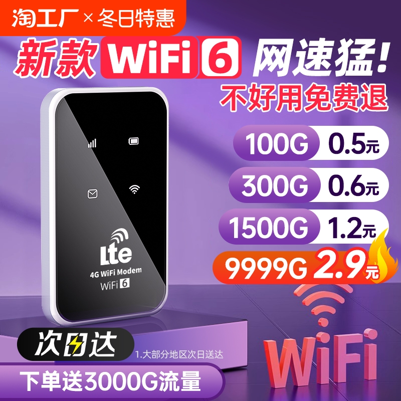 【官方直营】随身wifi2024新款无线移动wilf便携式热点4G网络三网通全国通用车载宽带流量上网卡托智能路由器