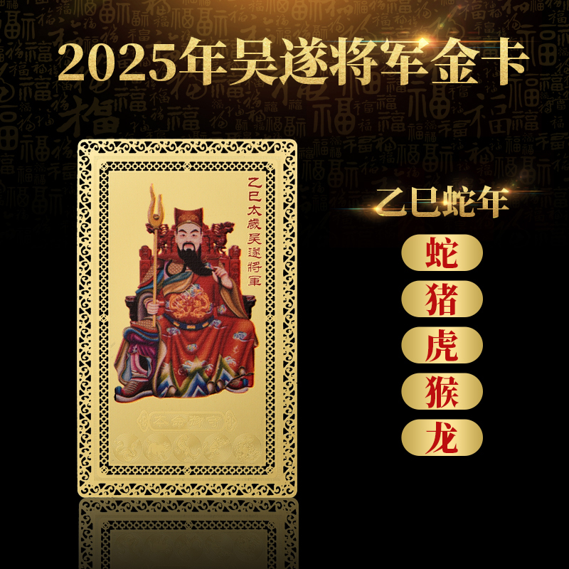 2025年吴遂大将军金卡摆件太岁将军牌本命蛇年属蛇虎猴猪化护身符