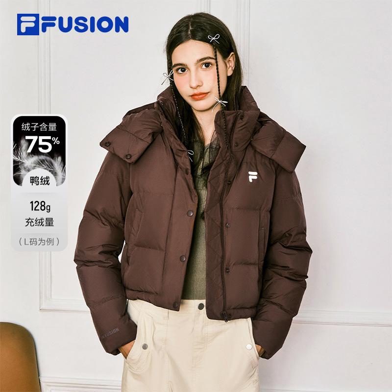 FILA FUSION斐乐潮牌短款羽绒服女2024冬季新款时尚休闲宽松外套