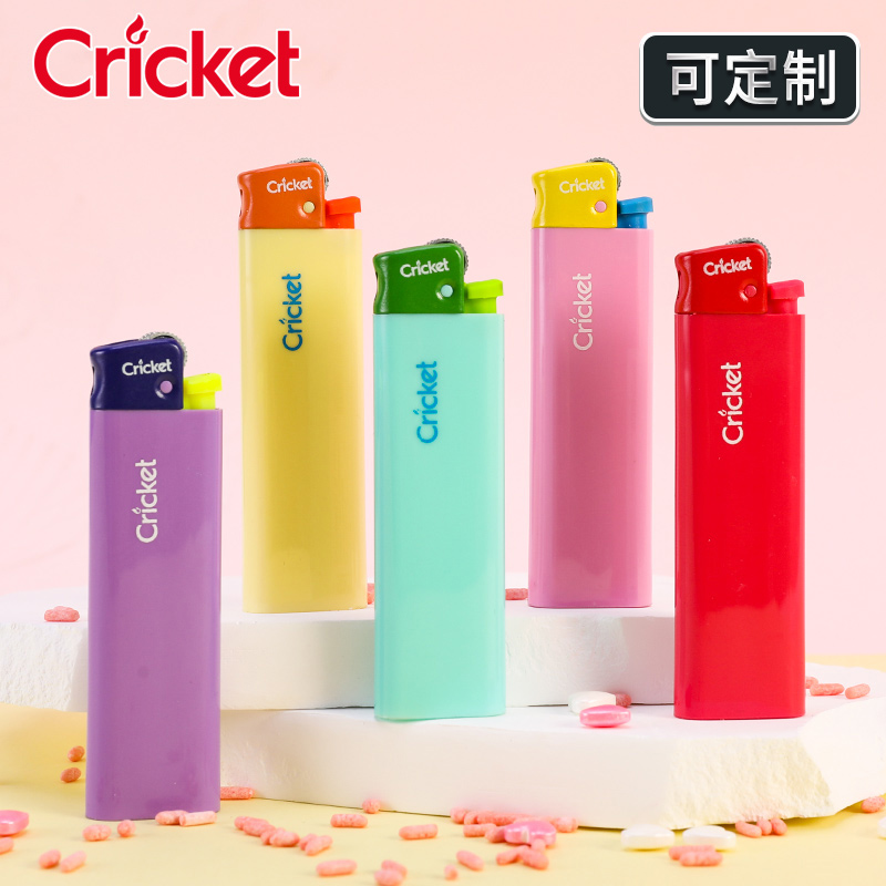 进口草蜢cricket正品五色一次性滑轮砂轮式打火机广告定制做印字