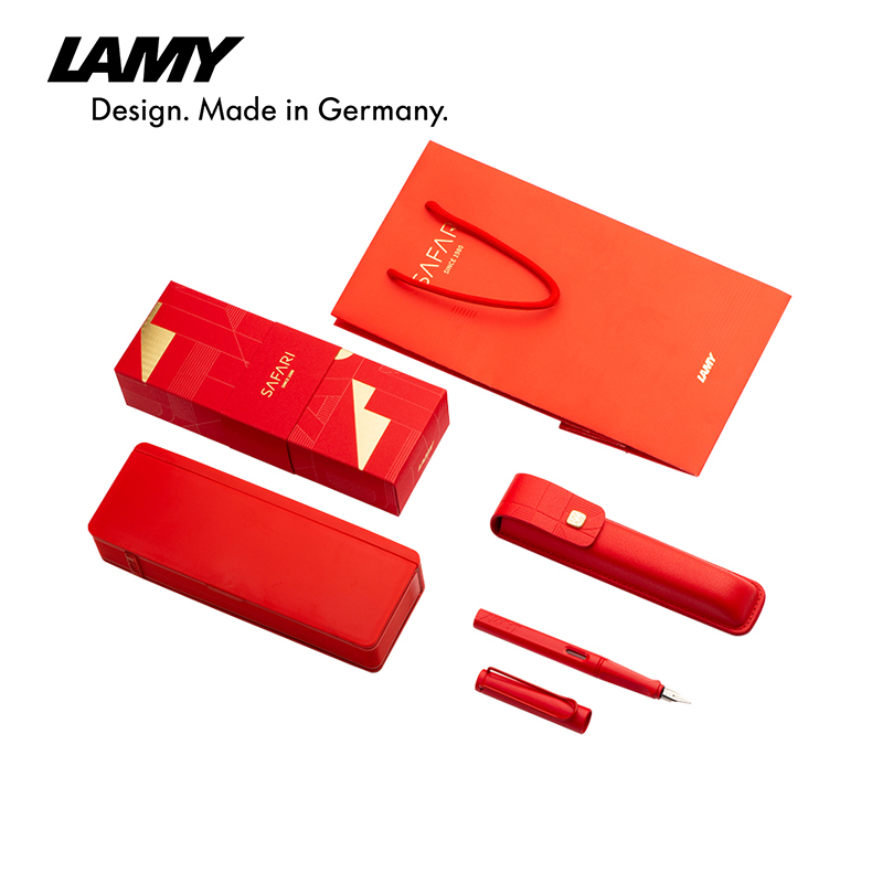 LAMY\/凌美钢笔礼盒 safari狩猎系列墨水笔套装草莓红\/奶油白 女士签字笔团购定制礼品节日礼物