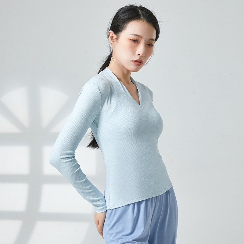 直销新品服形体训练服装女修身显瘦长袖现代N舞上衣古典民族舞练