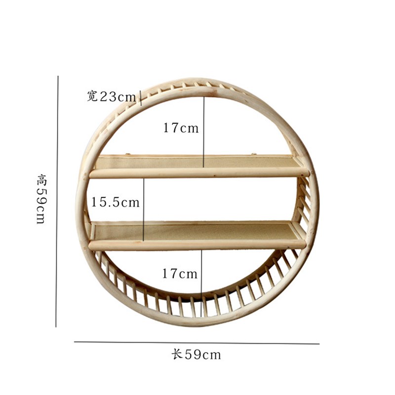 圆形壁挂加厚木质置物架多功z能物品陈列墙面收纳装饰展示架子