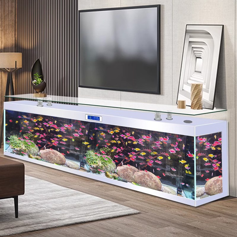 直销新品鱼缸水族箱客厅落地家用隔断屏风底滤大型20V24新款电视