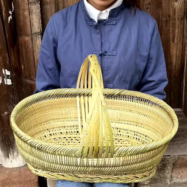 手工竹编制品 竹篮子家用菜篮日式餐具手提篮 粽子水果鸡蛋礼盒篮