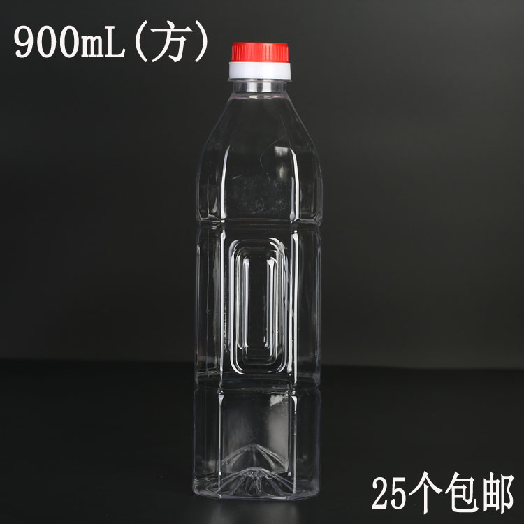 900毫升2斤\/1.8斤方圆透明食用塑料油壶\/油桶\/蜂蜜 白酒瓶 油瓶