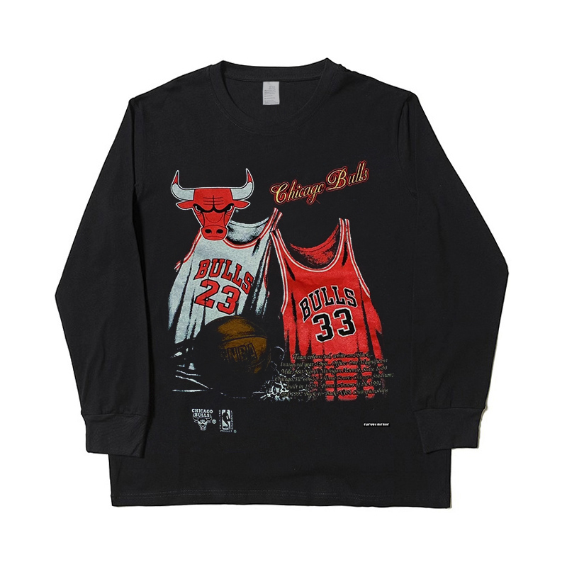 Chicago Bulls Champ 芝加哥公牛Vintage Tee说唱嘻哈复古长袖T恤