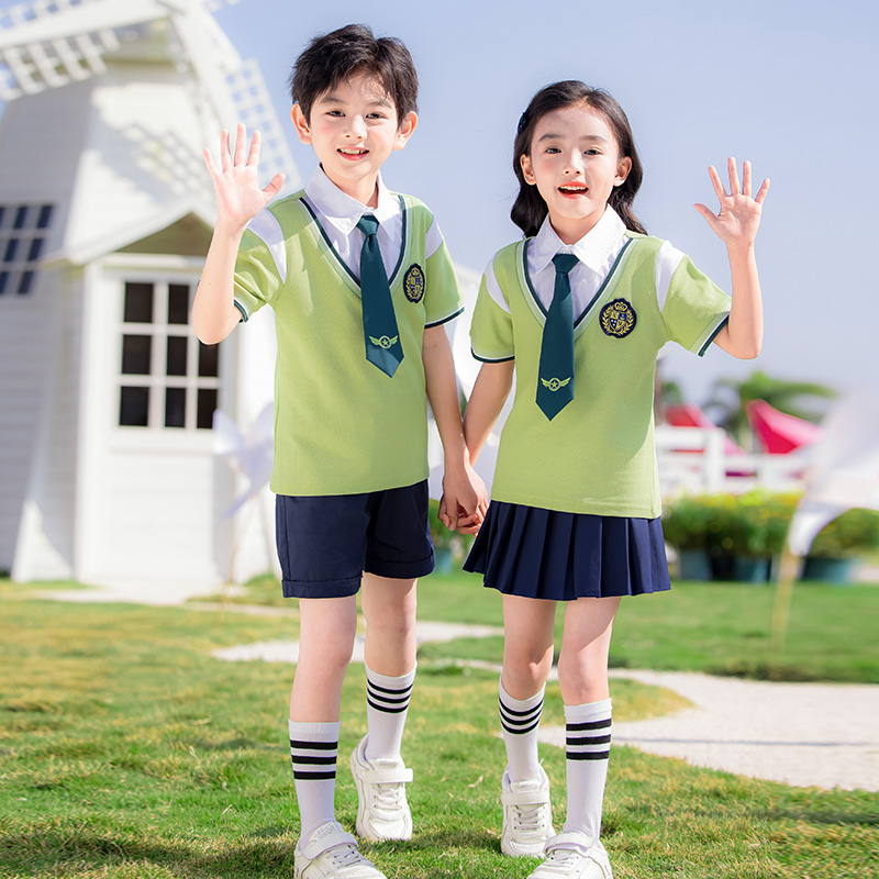 校服小学生套装夏季短袖学院风一年级儿童班服老师定制幼儿园园服