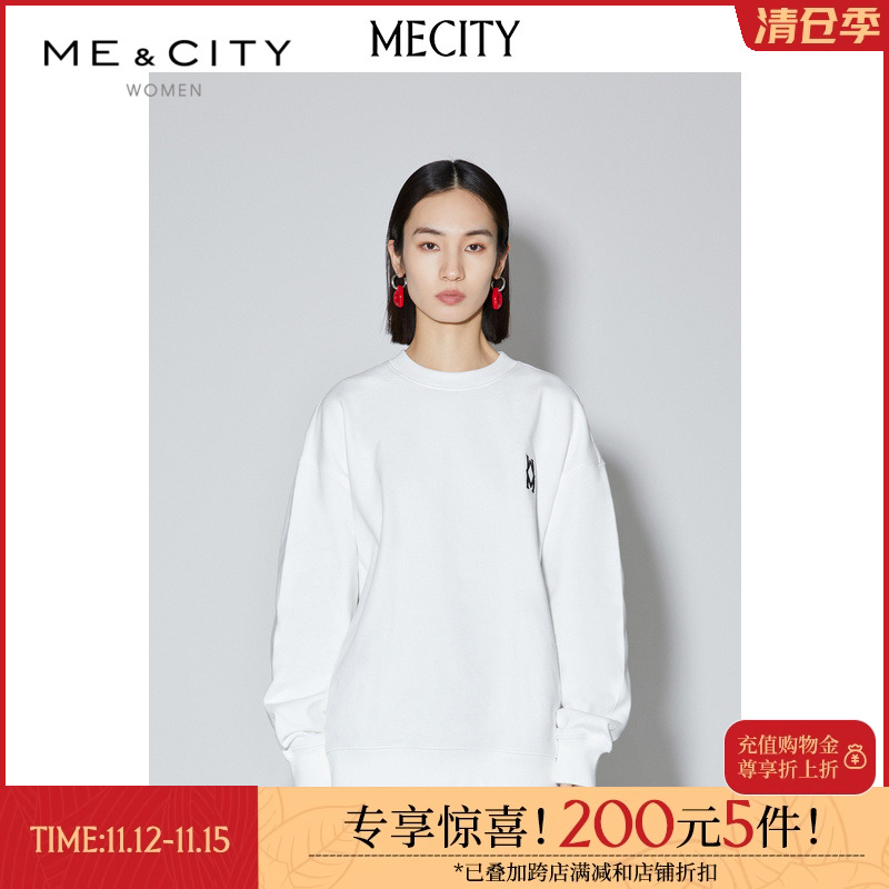 MECITY女士春季新款圆领卡通印花针织衫卫衣外套女513944