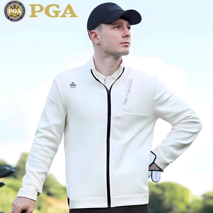 美国PGA 24新款高尔夫外套男士秋冬运动风衣立领针织防风保暖夹克