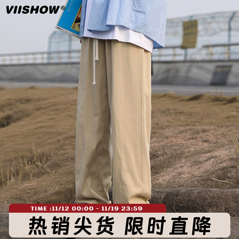 VIISHOW潮牌休闲裤男夏季时尚美式高街男长裤夏季新款宽松直筒裤