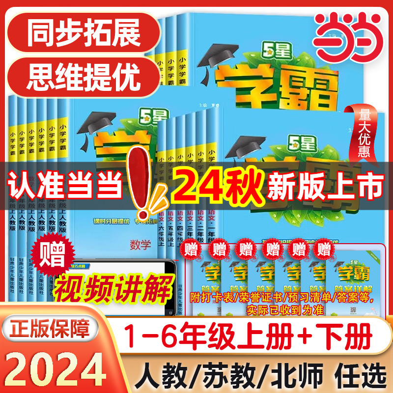 2024秋新版五星小学学霸一二年级三年级四4五5六上册下册语文数学英语人教版北师江苏教版教材专项提优大试卷课时作业同步训练经纶