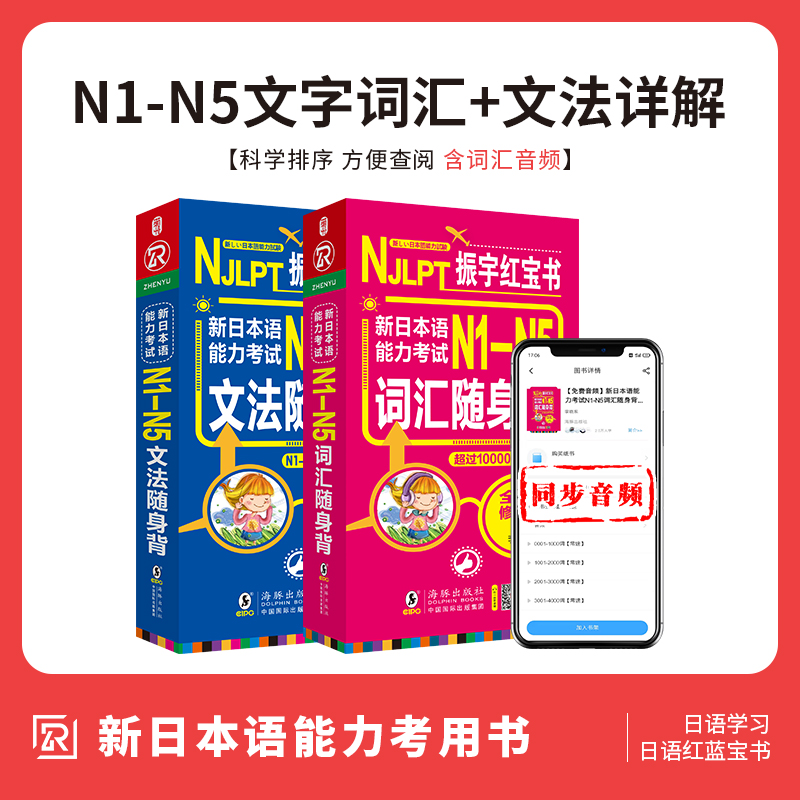 日语红蓝宝书N1-N5文字词汇+文法详解 新标准日本语能力考试 日语单词口袋语法书籍 n1n2n3n4n5 日语入门自学教材