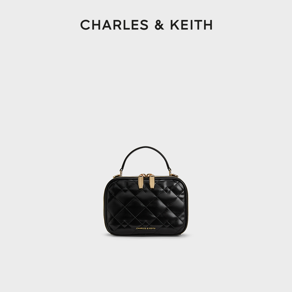 CHARLES&KEITH24冬新品CK2-80671707菱格链条拉链手提斜挎相机包