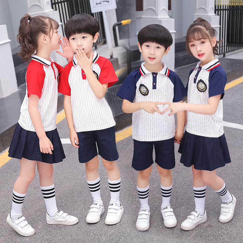 小学生校服夏装毕业演出班服套装短袖英伦学院风两件套幼儿园园服