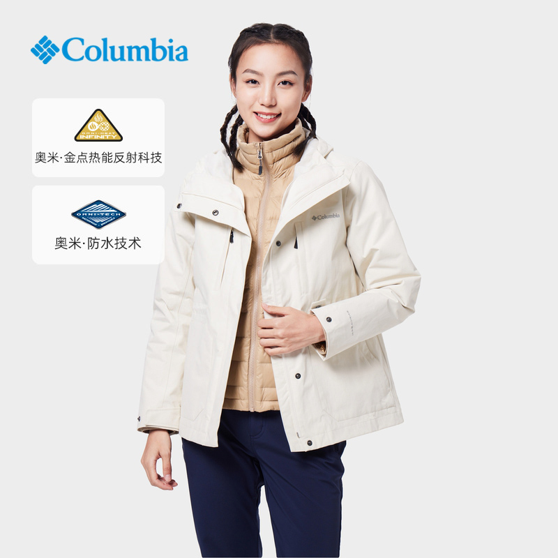 Columbia哥伦比亚户外女金点热能防水700P羽绒三合一冲锋衣XR2915