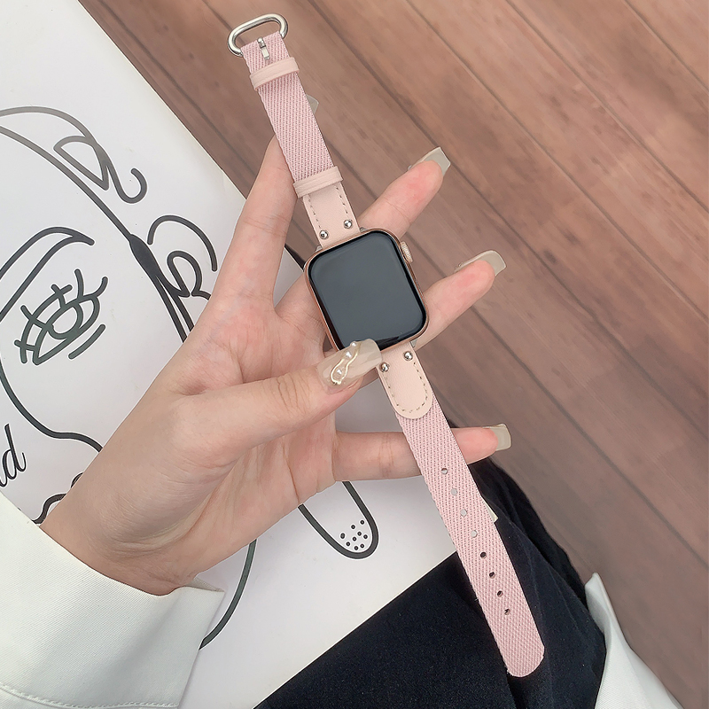 适用iwatch表带苹果手表9修身尼龙表带applewatch8运动男女7代6\/5\/4\/se小蛮腰新款45mm41粉色创意夏天ultra2