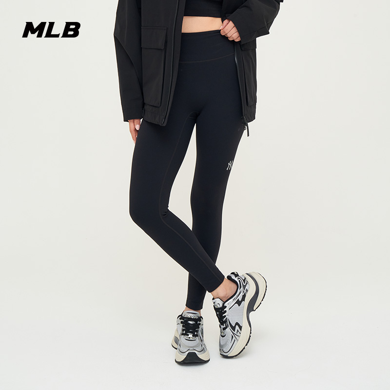 MLB官方 女款纯色修身瑜伽健身裤运动紧身长裤24秋冬新款LGBA3