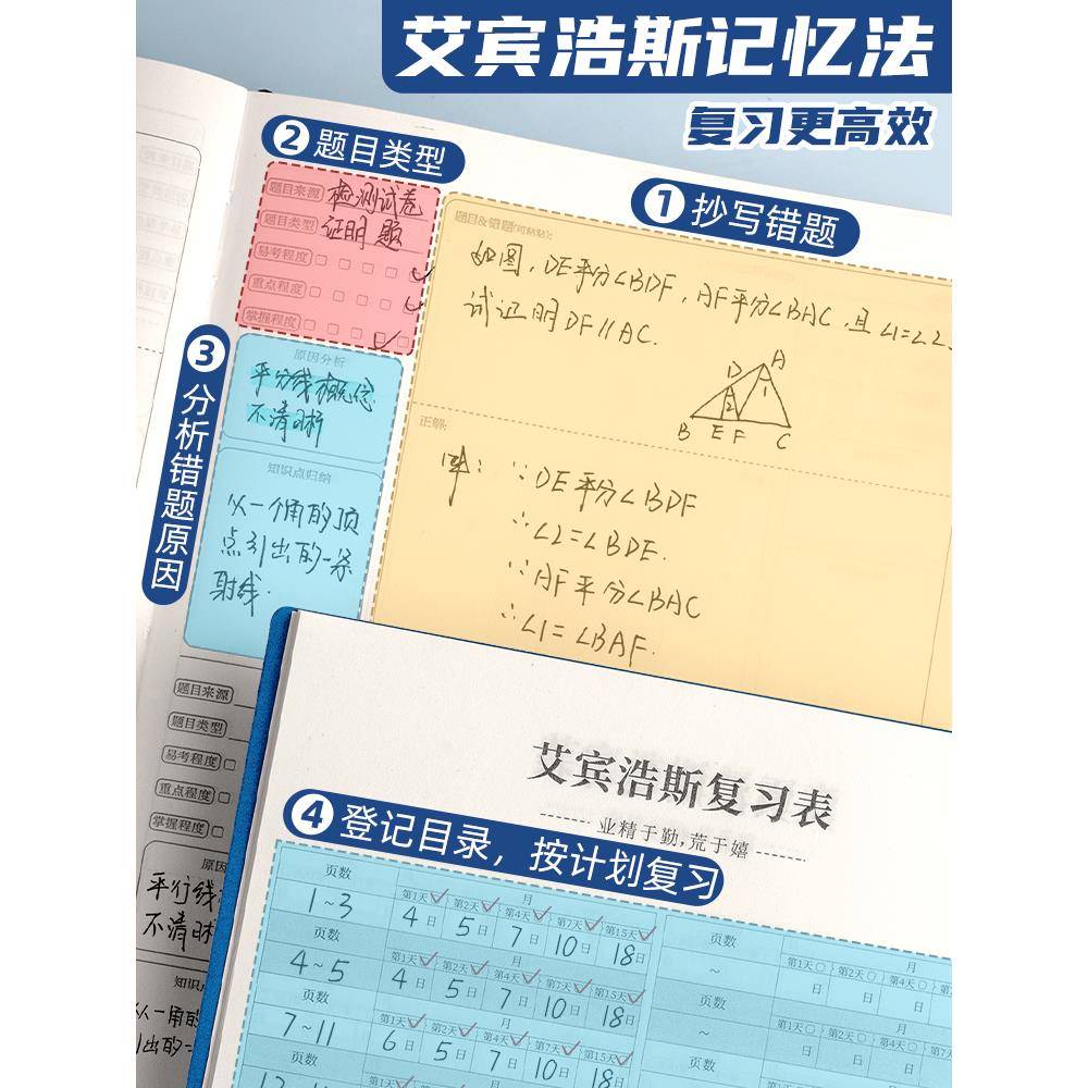 B5加厚错题本初中生专用A4整理纠错本集小学高中生数学英语改错本笔记本本子考公考研大学生艾宾浩斯错题神器