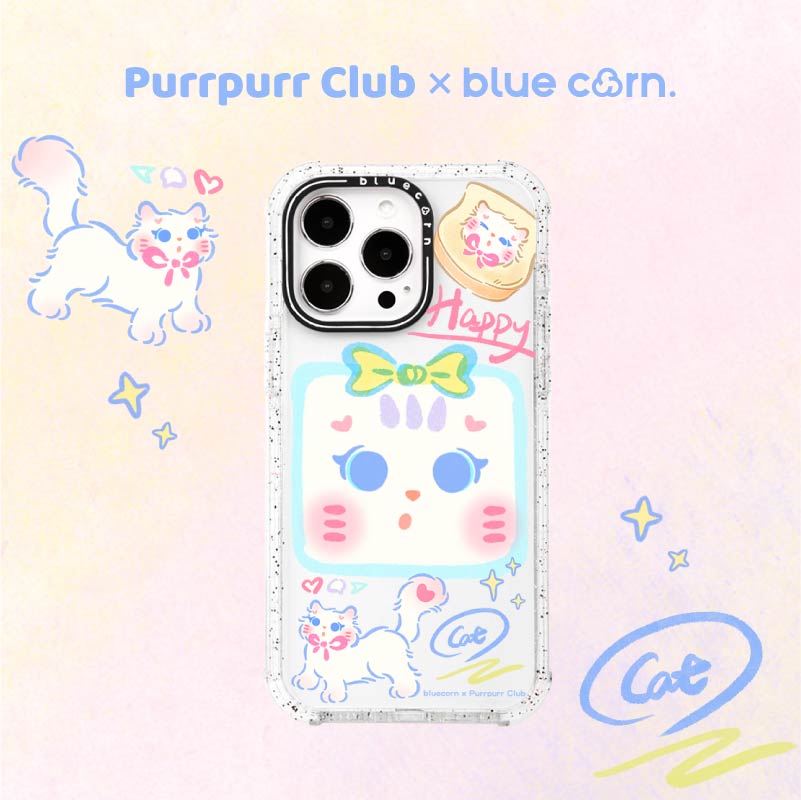 bluecorn 蓝色苞米联名PurrpurrCLUB 大脸pipi蝴蝶结猫适用于iPhone 16PR OMAX magsafe磁吸15pro防摔手机壳