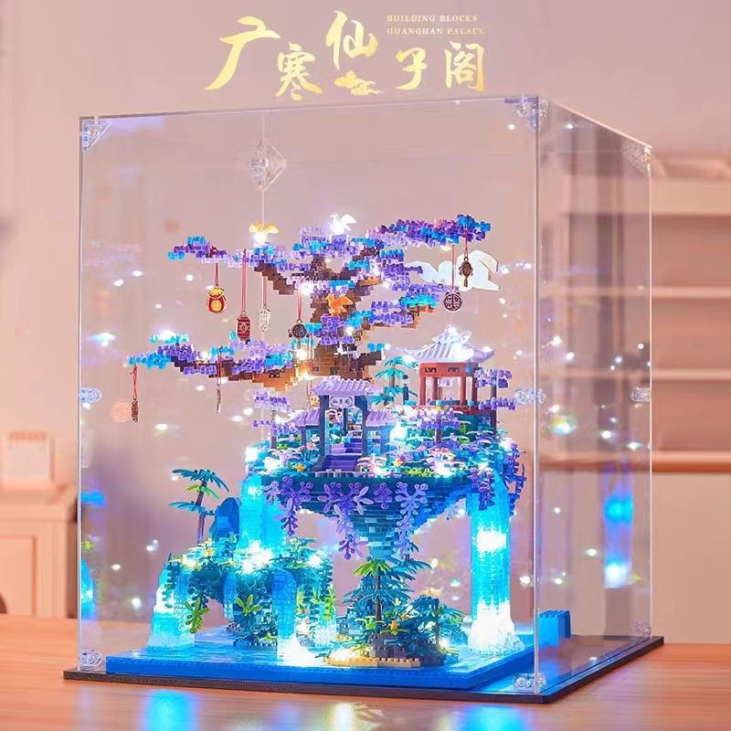 仙子阁樱花树屋桃花潭创意摆件古风积木玩具礼物手工拼装小屋场景