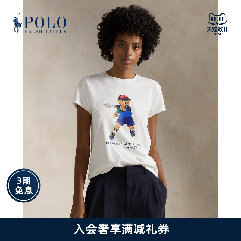 Ralph Lauren\/拉夫劳伦女装 24秋宽松版网球公开赛Polo Bear棉T恤