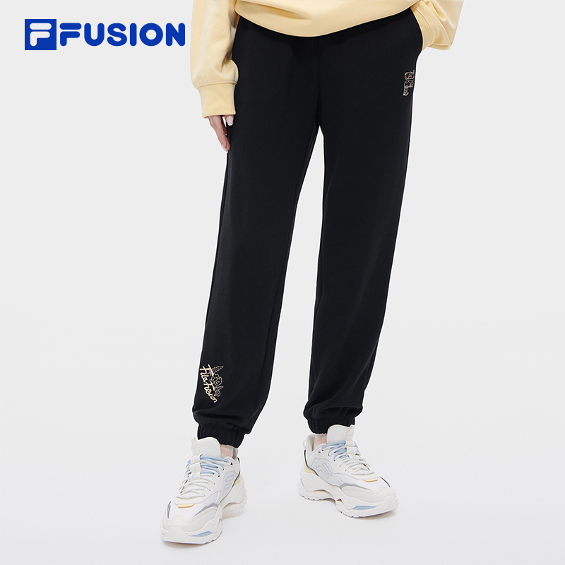 FILA FUSION斐乐潮牌女士针织长裤秋季潮流宽松卫裤运动休闲裤子