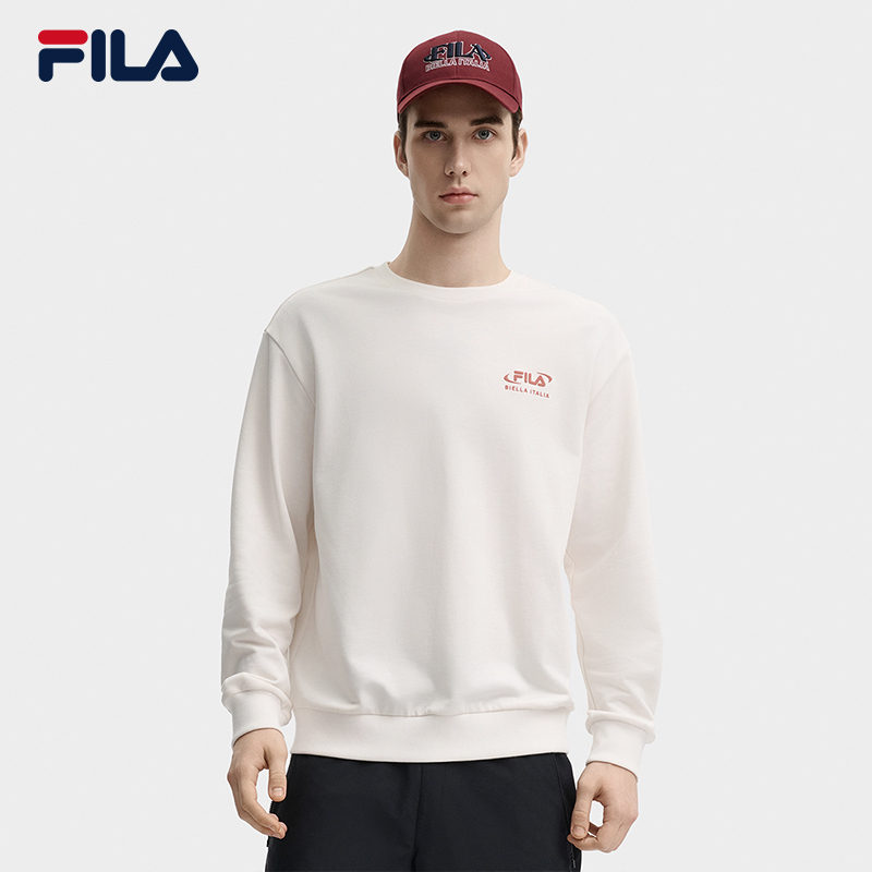 FILA 斐乐官方男子套头卫衣2024秋新款休闲舒适纯棉针织长袖上衣