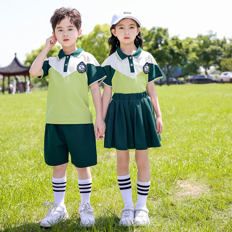 小学生校服儿童园服夏装短袖翻领套装薄款六一表演服大合唱演出服