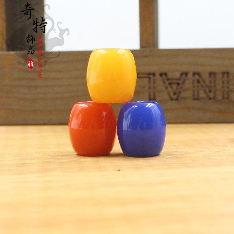 树脂合成蜜蜡桶珠 琥珀16x17mm 藏式散珠 DIY星月菩提材料