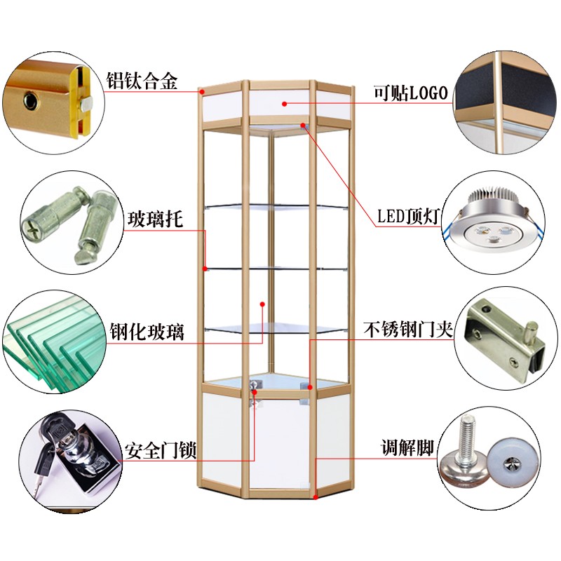 直销新品旋转展示柜三角柜转角边柜墙角柜酒柜Q手办模型展示柜玻