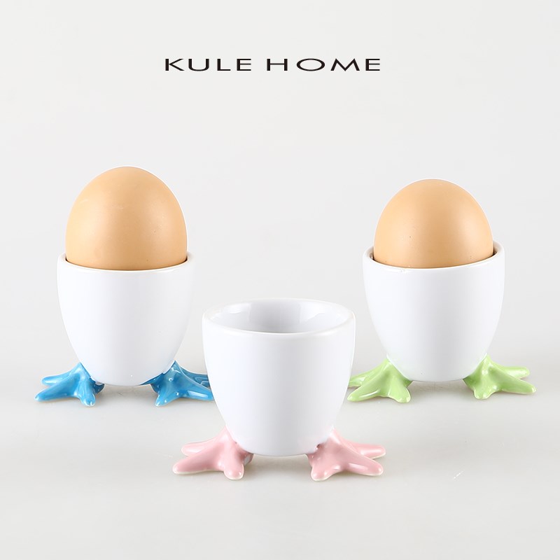 KULE HOME 鸡蛋托杯餐桌用蛋杯托陶瓷早餐放鸡蛋的杯子座创意经典